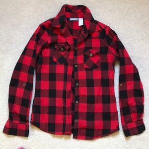 Plaid button-up shirt